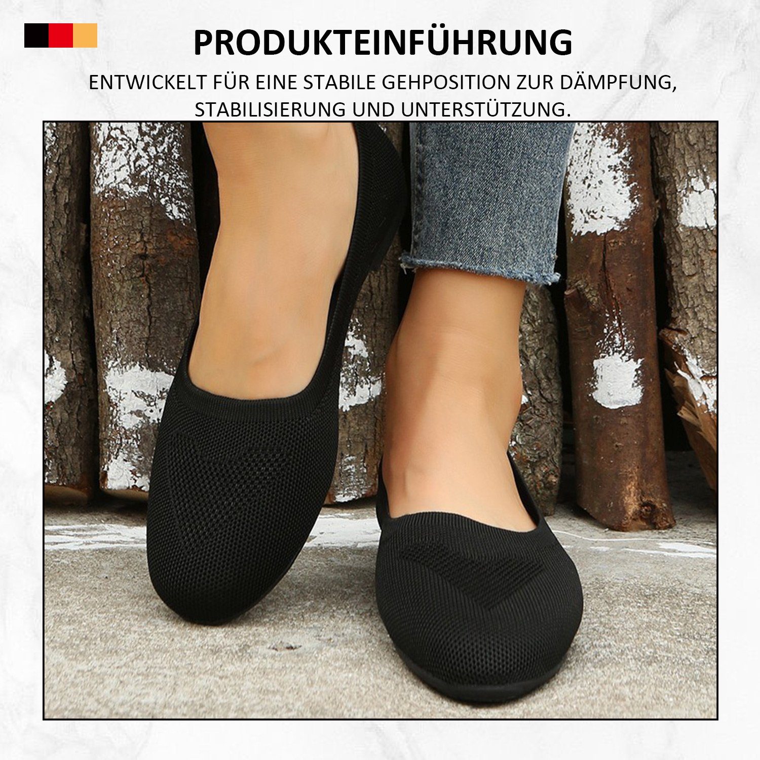 MAGICSHE Damen Schlupfschuhe Elegant Ballerina Ballerina Leichte, atmungsaktive Strickschuhe