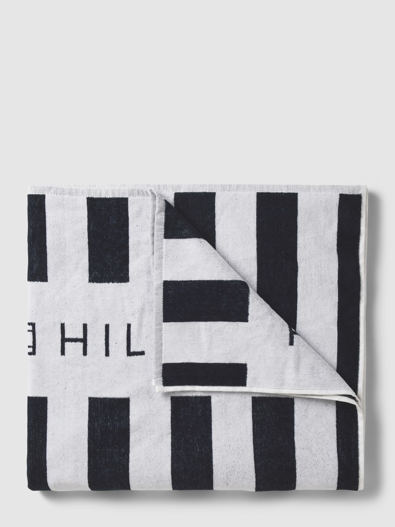Handtuch aus Baumwolle mit Label-Print in marineblau