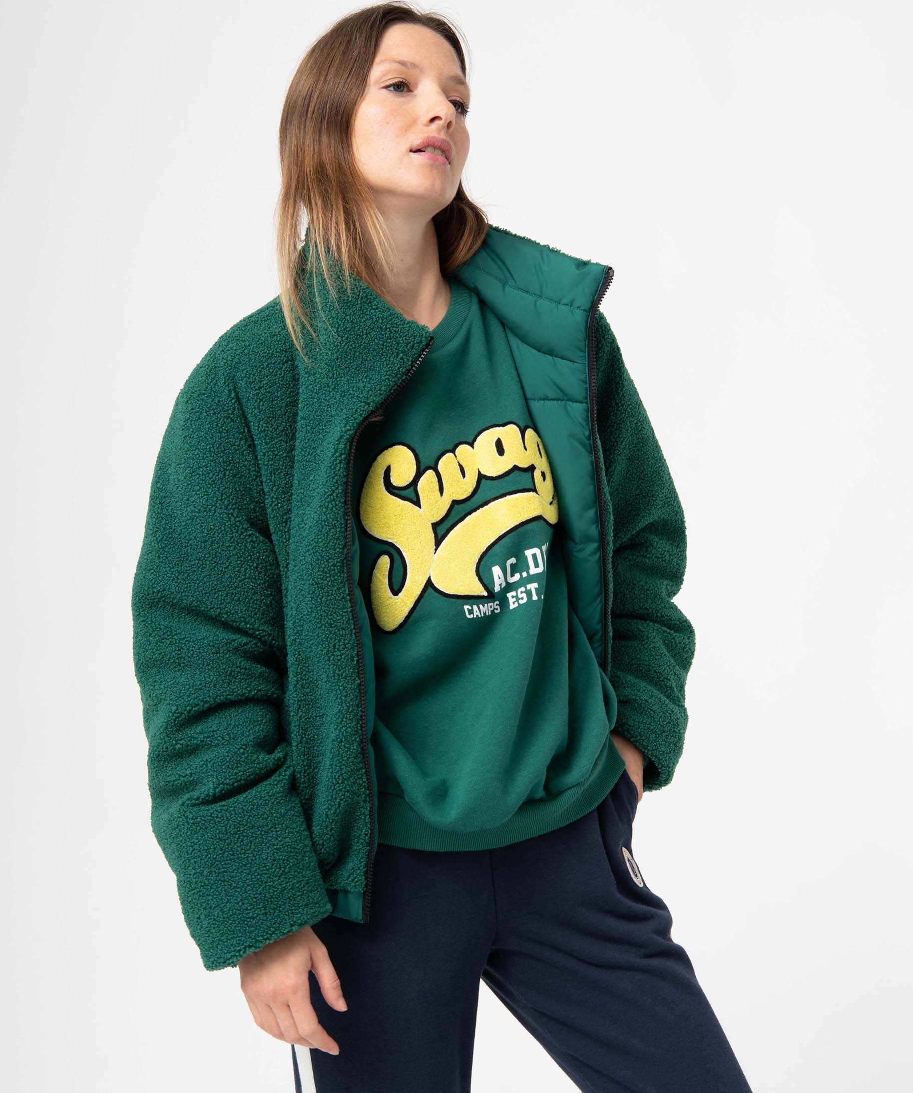 Blouson femme réversible - Camps United vert | GEMO