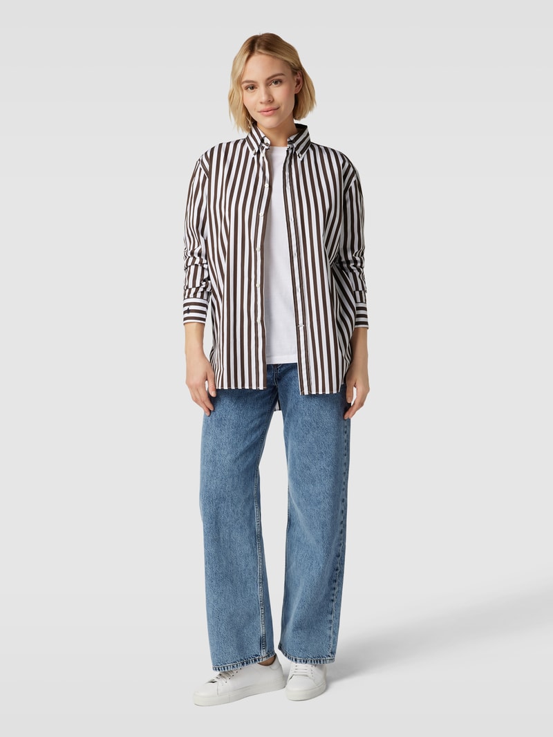 Bluse mit Streifenmuster in hellbraun