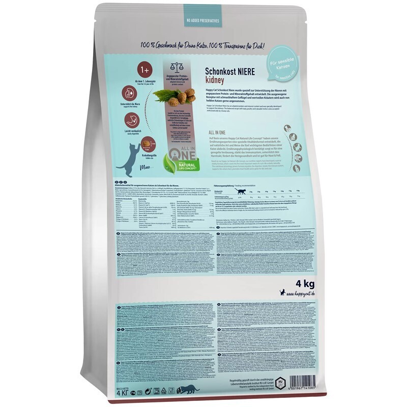 HAPPY CAT Trockenfutter HAPPY CAT Sensitive Schonkost Niere 4 kg