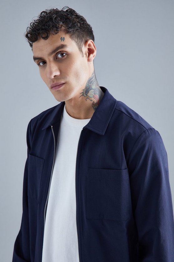 Stretch Harrington-Jacke mit Taschen