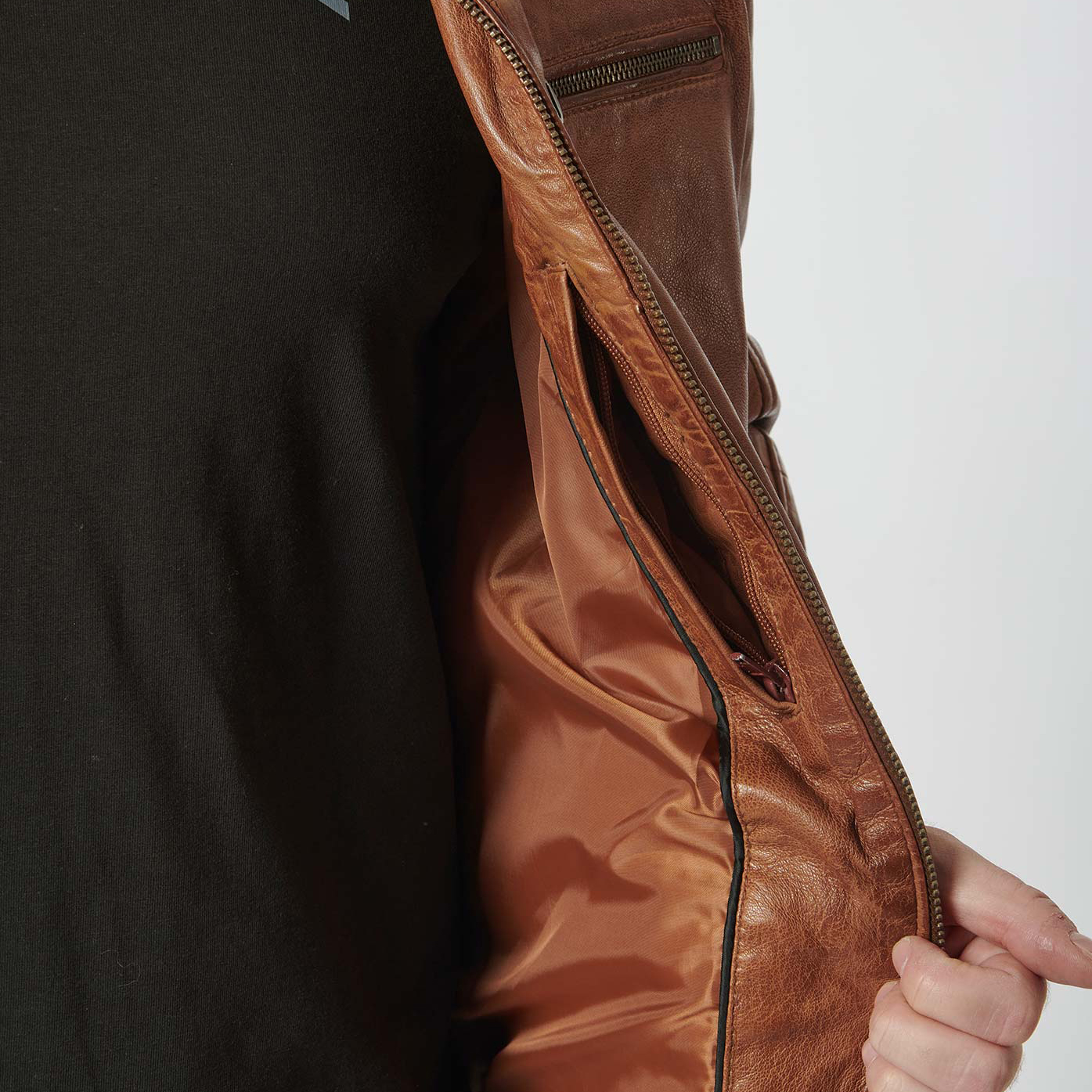 UNIQ   Veste en cuir marron Homme