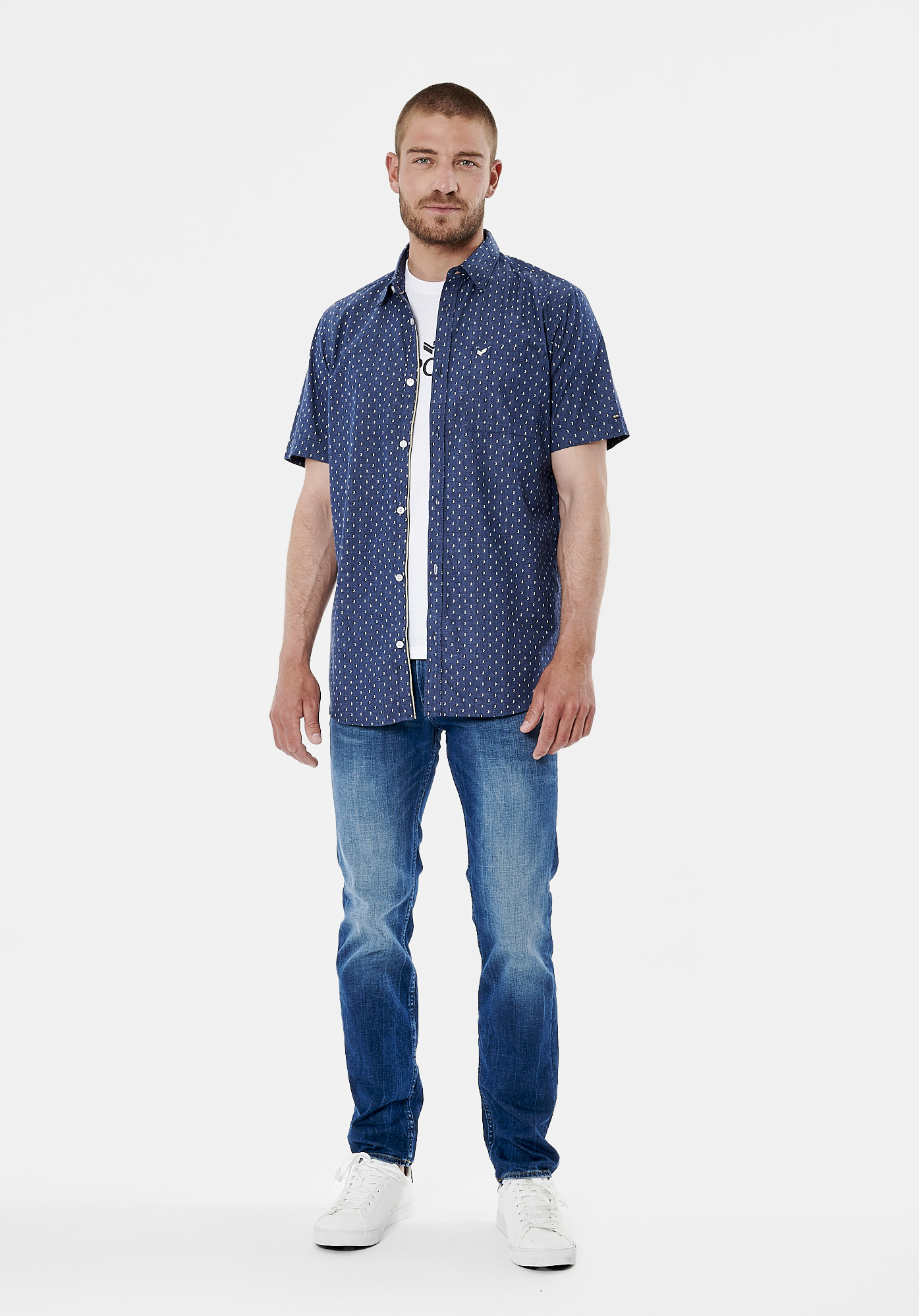 CHARY  Chemise bleue homme 100% coton