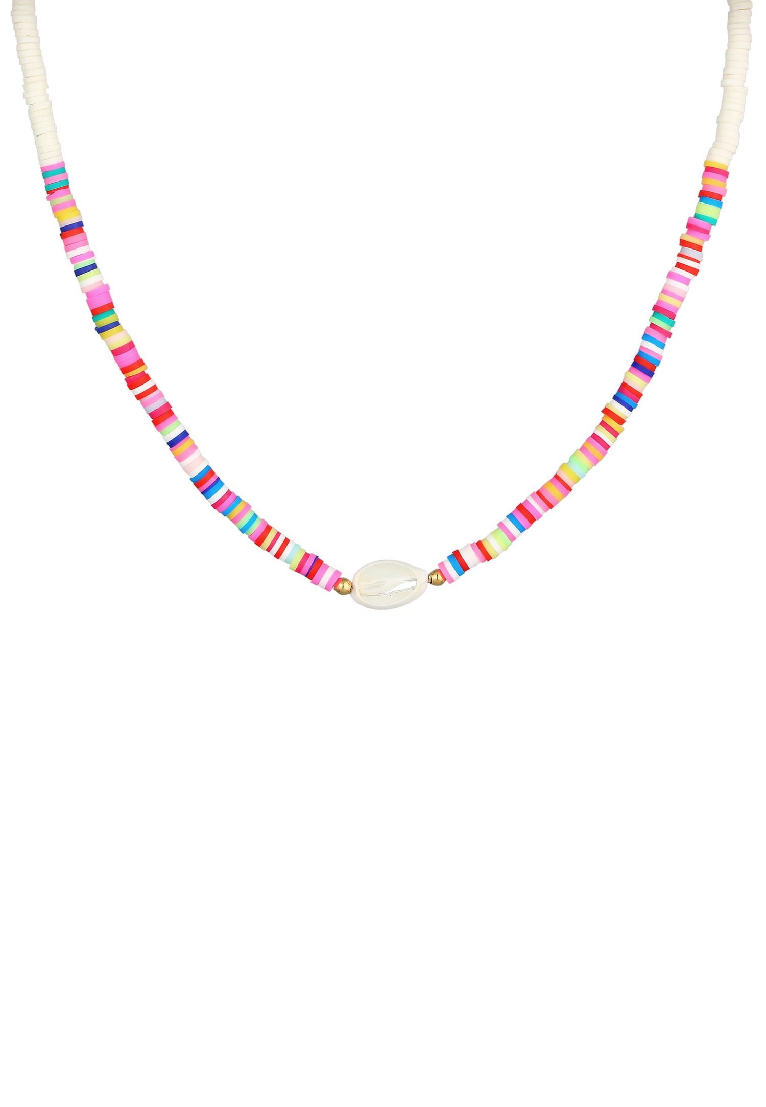 Collana da donna Elli in stile boho con perline multicolori a forma di conchiglia in argento sterling 925 placcato oro