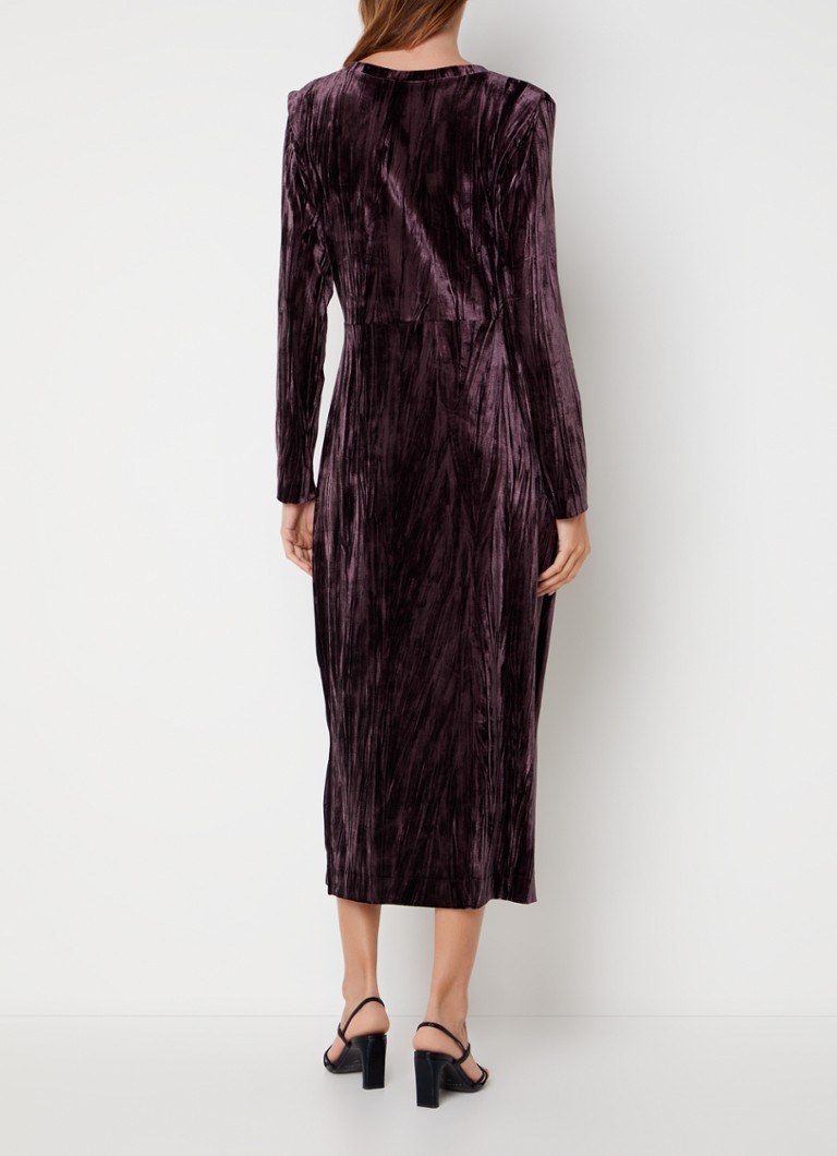 Studio Anneloes Tammy Velvet midi dress with shoulder pads