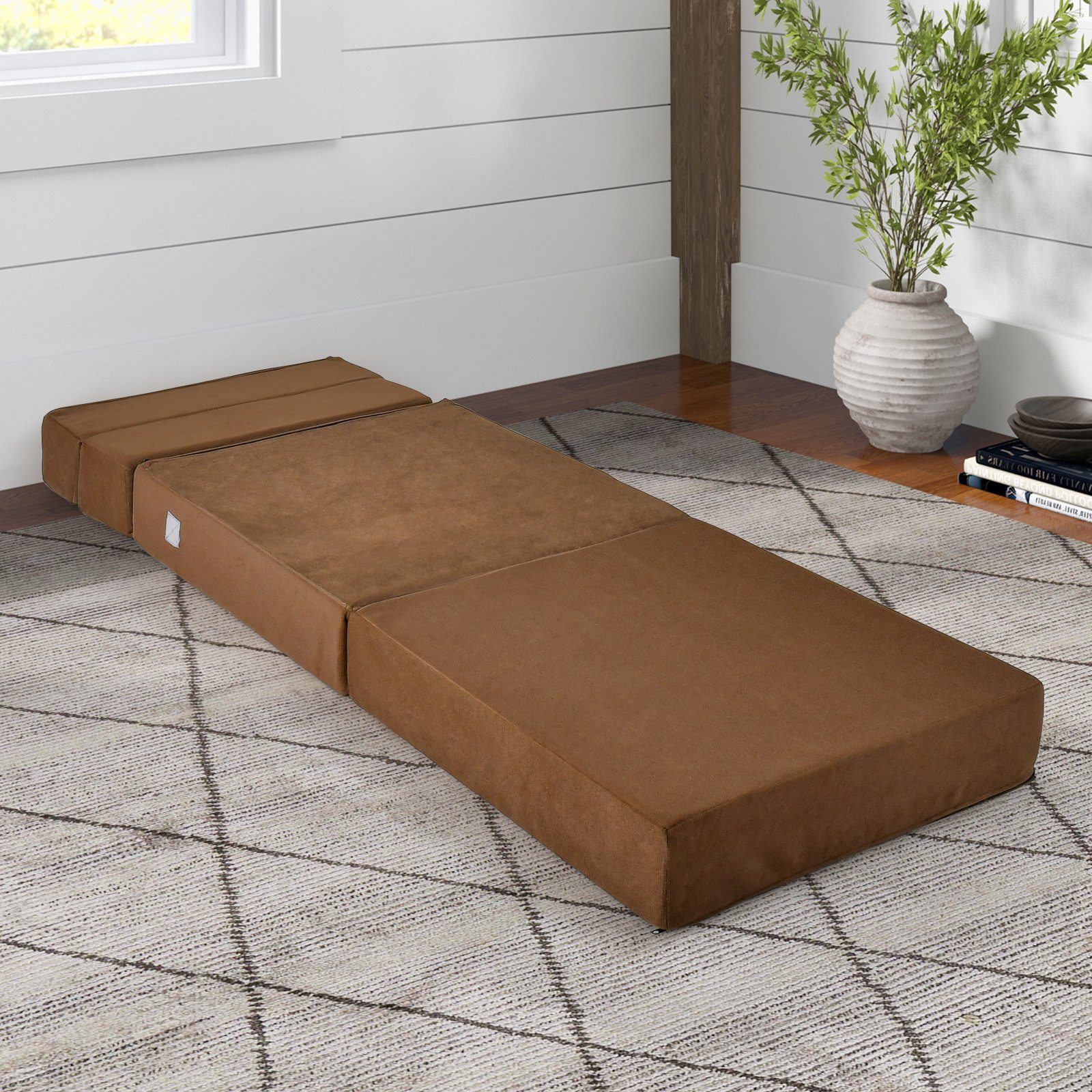 COSTWAY Schlafsofa, 3 in 1 Klappmatratze, mit abnehmbarem Bezug
