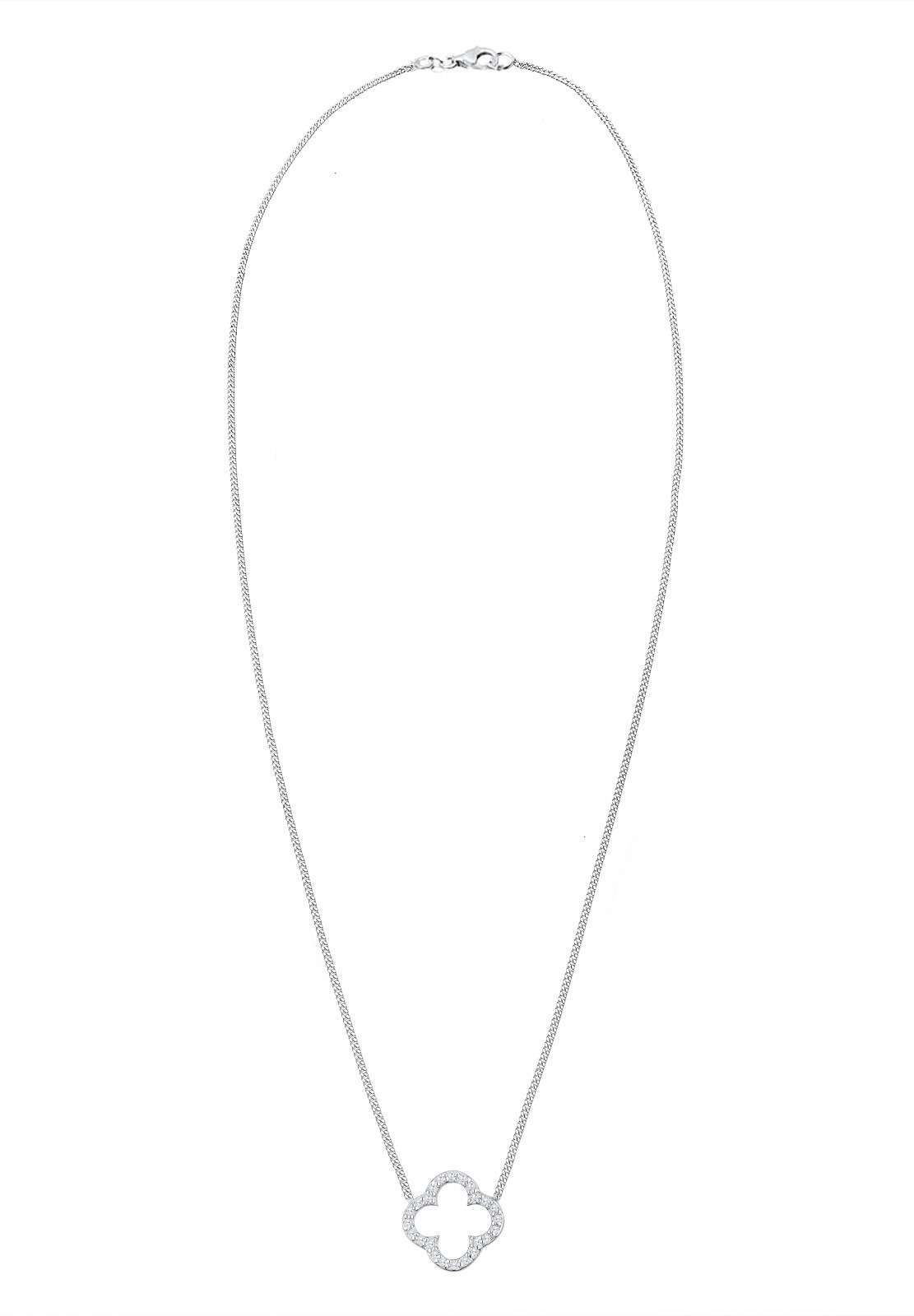 Elegante ciondolo da donna Elli a forma di quadrifoglio portafortuna con cristalli di zirconi cubici in argento sterling 925.