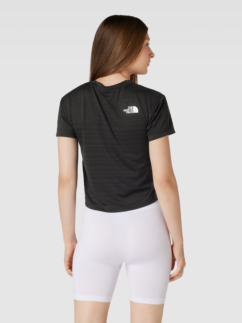 Cropped T-Shirt mit Label-Print in schwarz