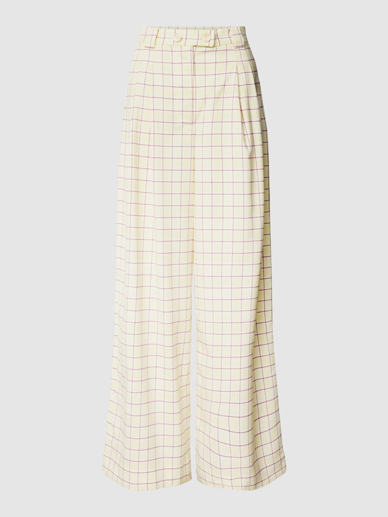 Hose mit Karomuster Modell 'Eline' in hellgelb