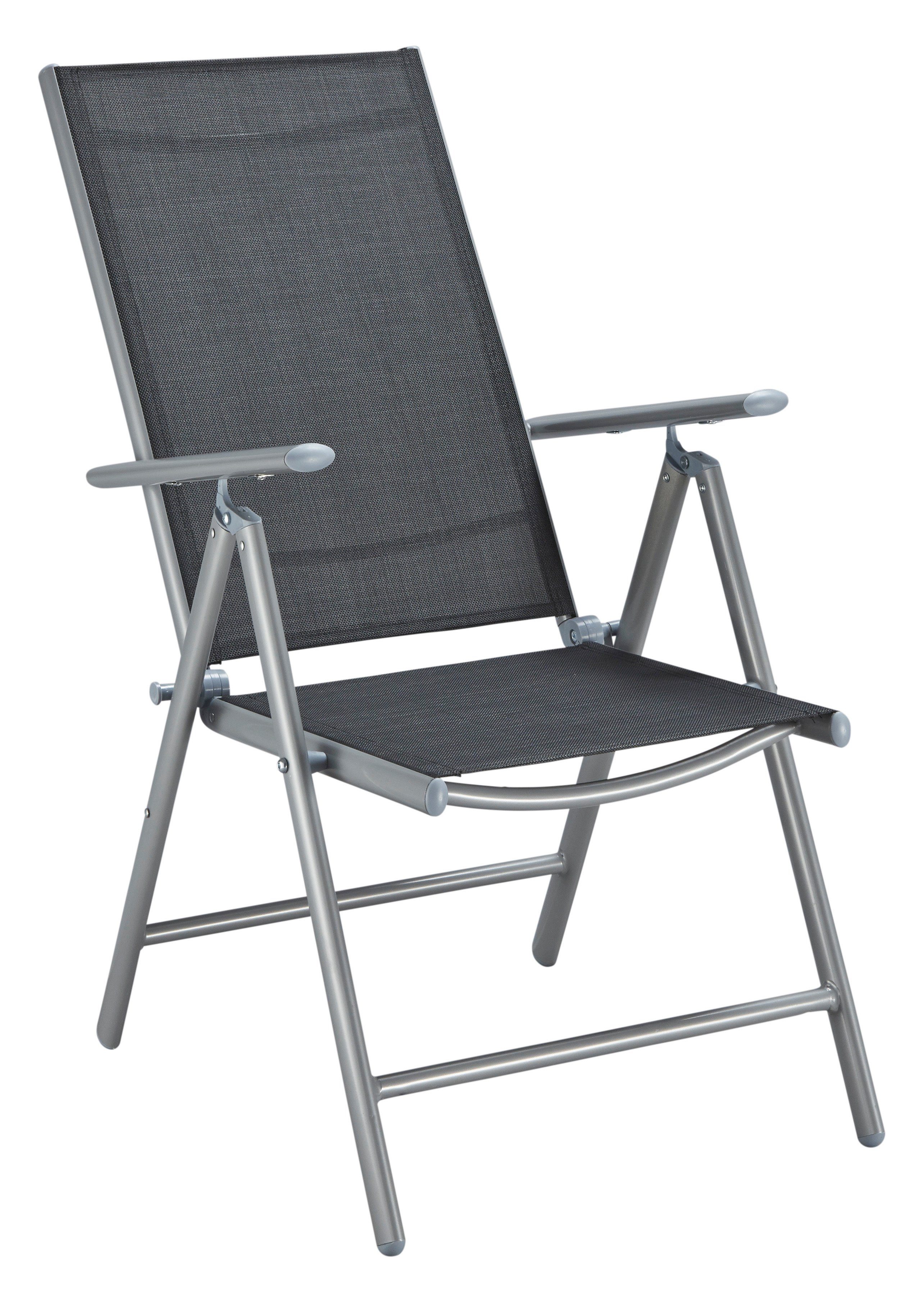 MERXX Gartenstuhl Lima (Set, 2 St), 2er Set, Alu/Textil, verstellbar, schwarz