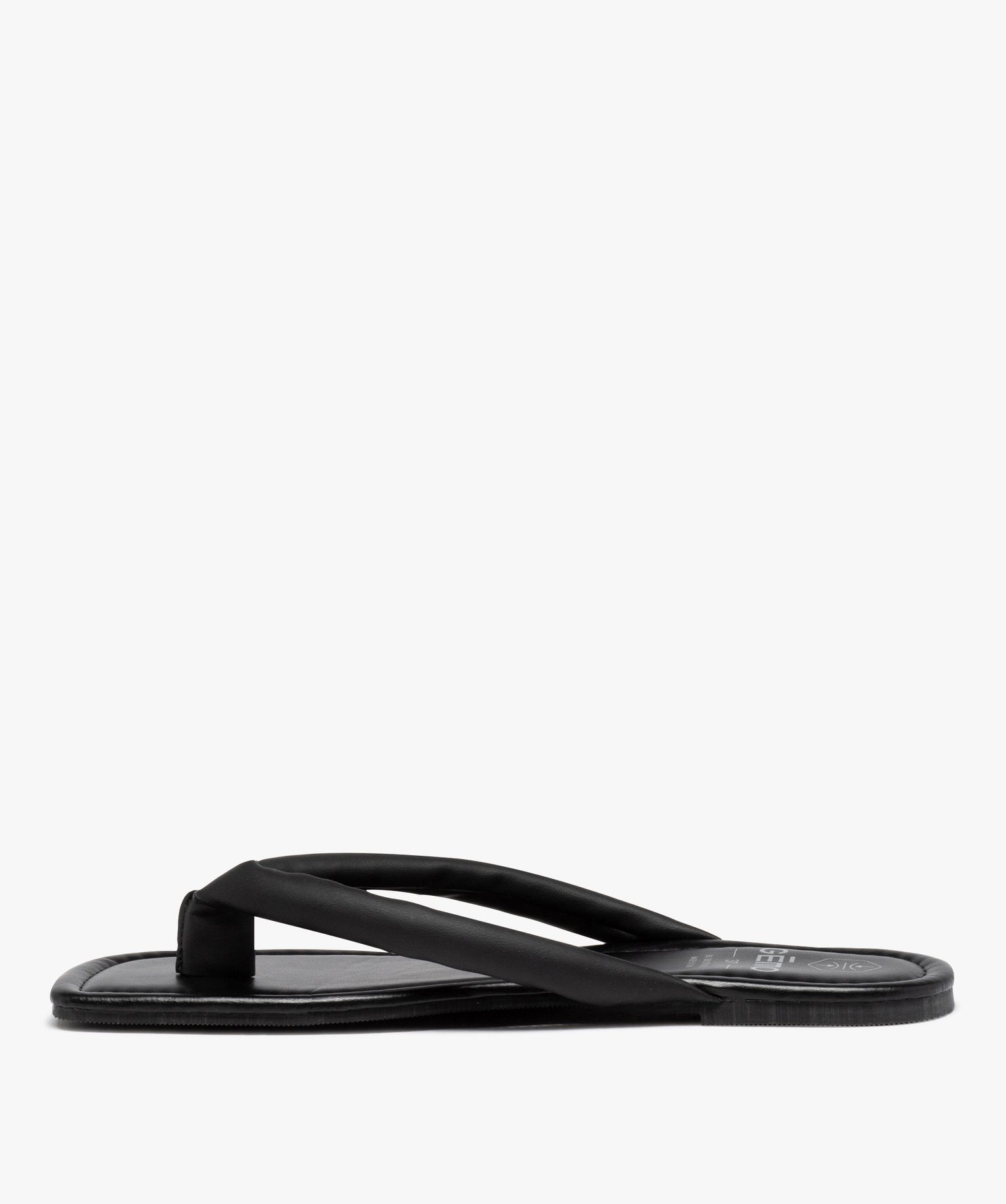 Sandales femme à entre-doigts uni matelassé noir | GEMO