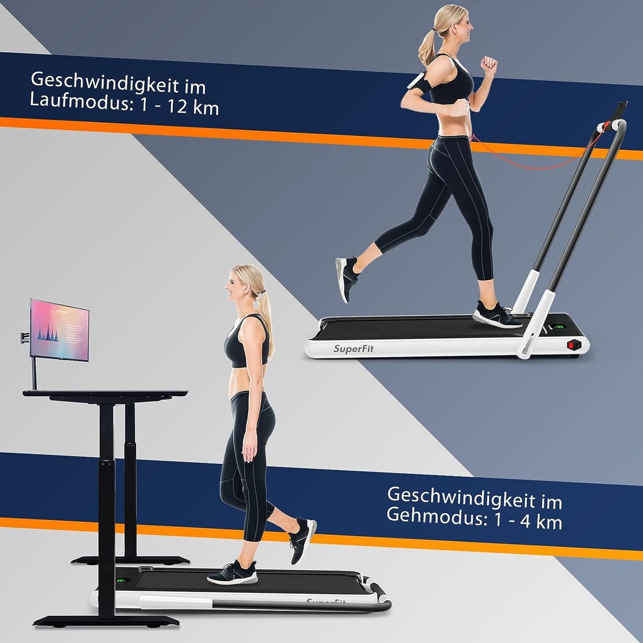 Costway 2 in 1 Laufband klappbar 2,25HP