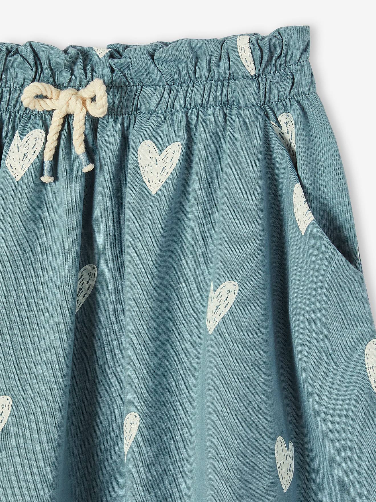 Vertbaudet Mädchen Rock BASIC Oeko-Tex - graugrün geblümt gänseblümchen