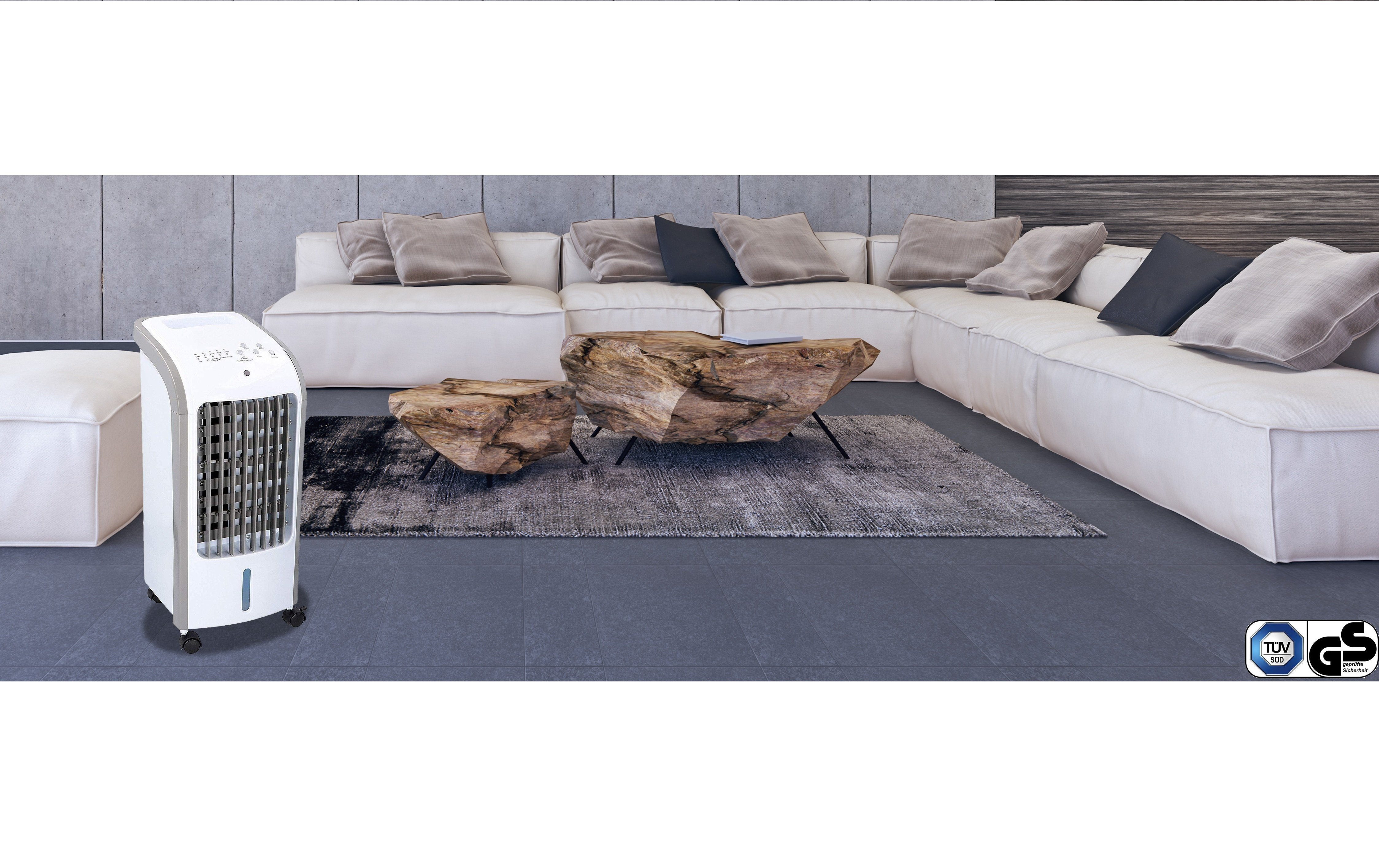 JUNG Luftkühler Commodo mobile Klimaanlage ohne Abluftschlauch mit Fernbedienung Timer, leiser Ventilator mit Wasserkühlun, Klimagerät Mobil Lüftkühler