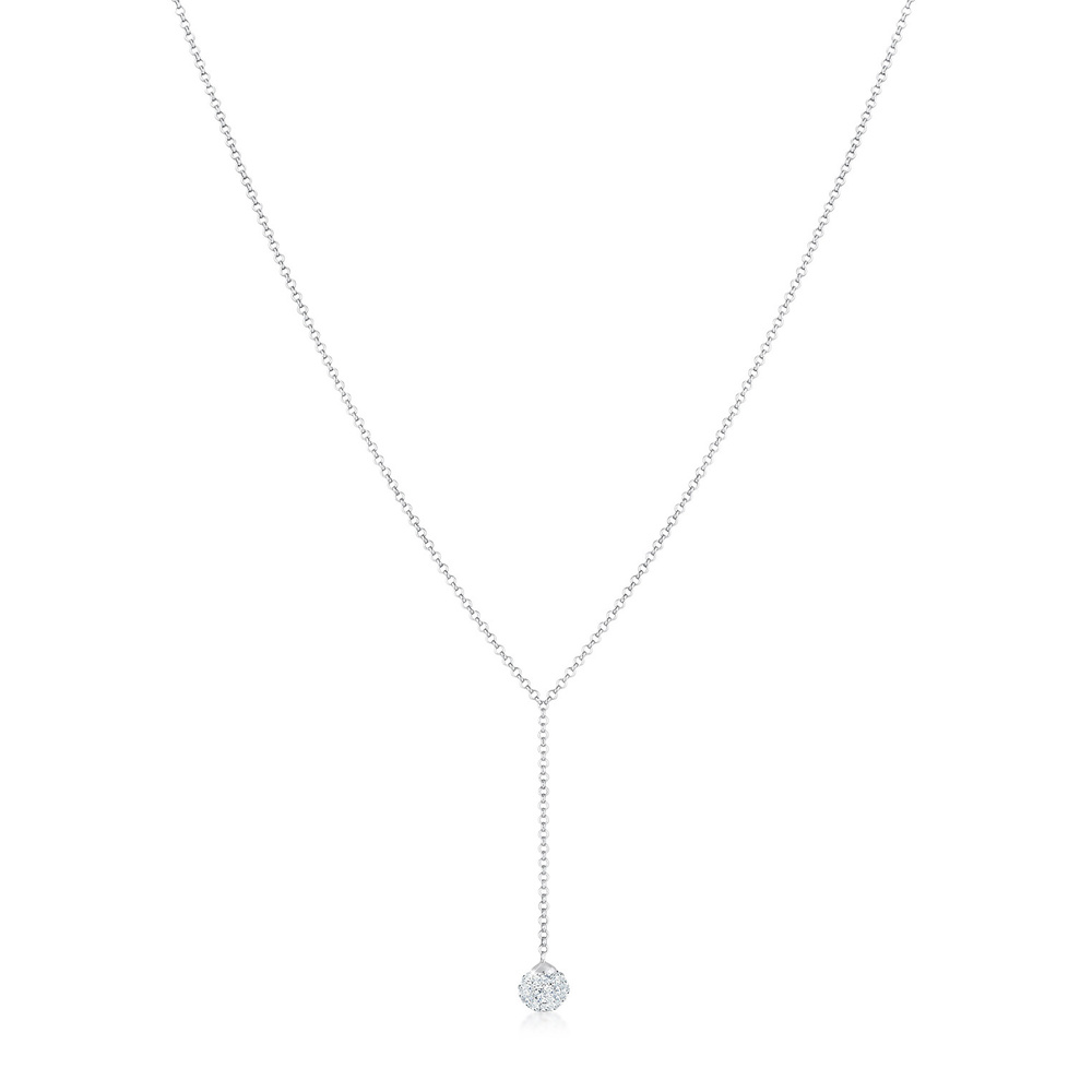 Elli Elli Collier Femmes Chaîne en Y Boule avec Cristaux en Argent Sterling 925 collier