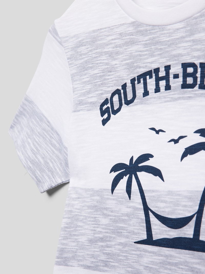 T-Shirt mit Streifenmuster Modell 'SUMMER' in graphit