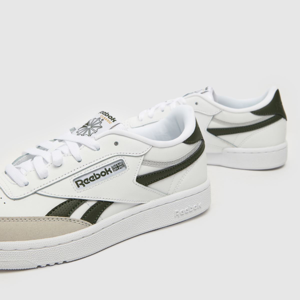 Reebok vita & gröna Club C Revenge pojkar ungdomsskor