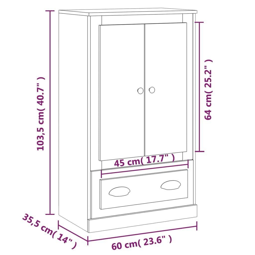 vidaXL Anrichte Highboard Betongrau 60x35,5x103,5 cm Holzwerkstoff Kommode