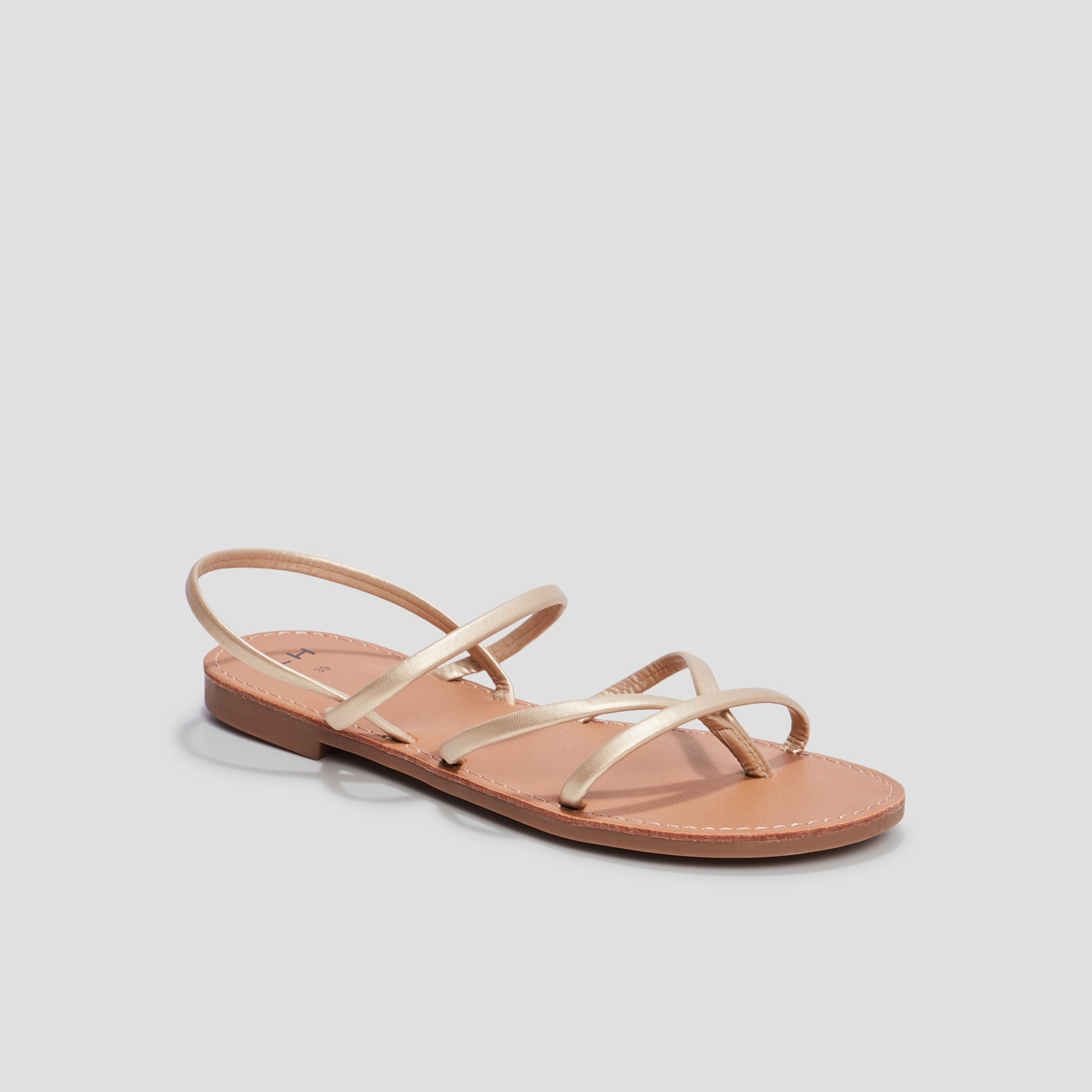 Sandales plates jaune or femme | La Halle