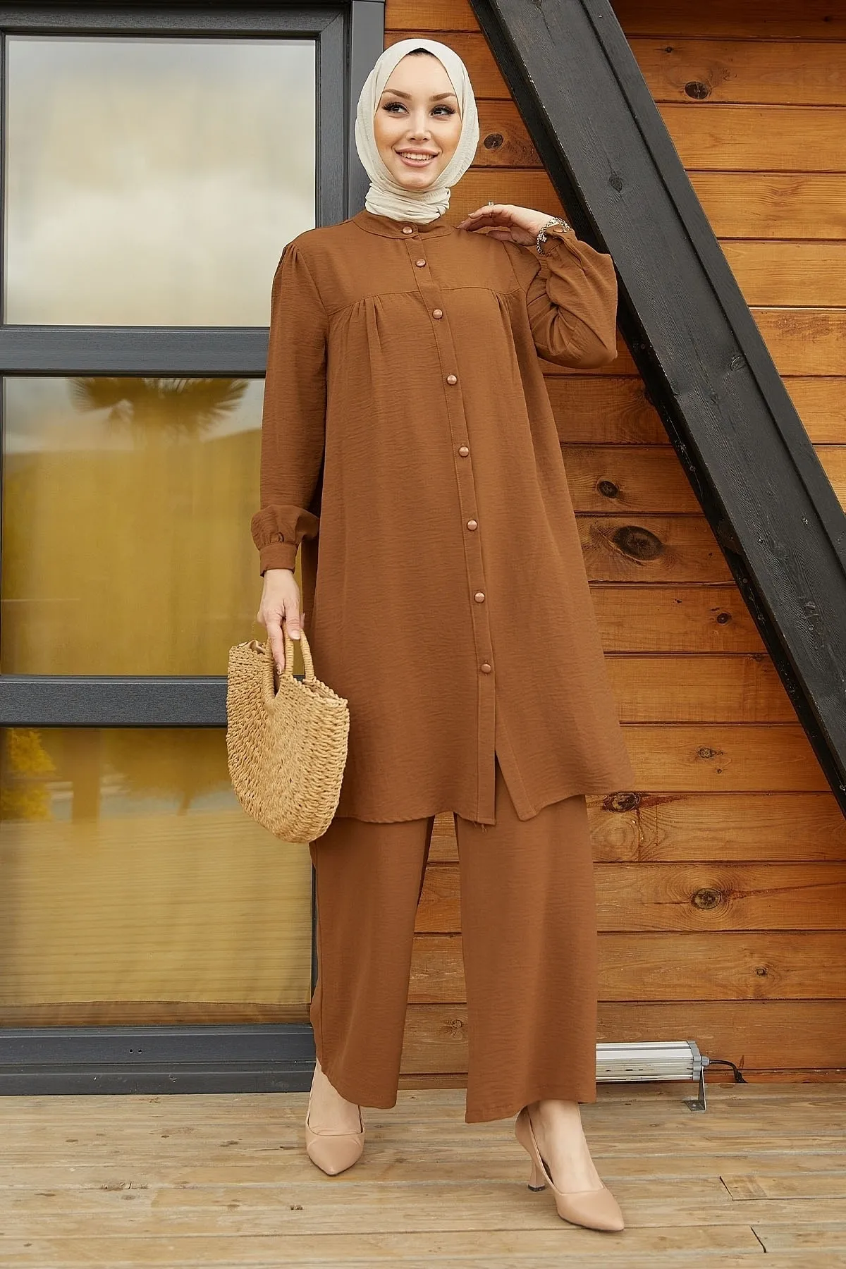 InStyle  Arfa Ayrobin Lässiges Set mit Knöpfen - Hellbraun