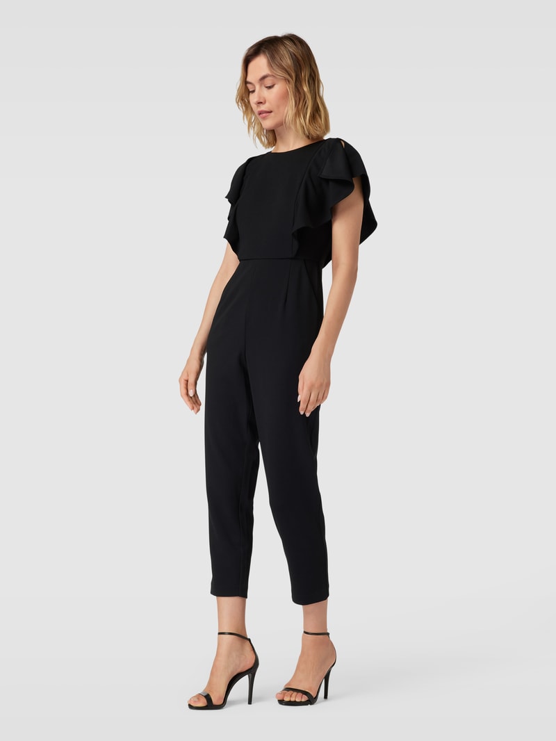 Jumpsuit mit Volants in schwarz