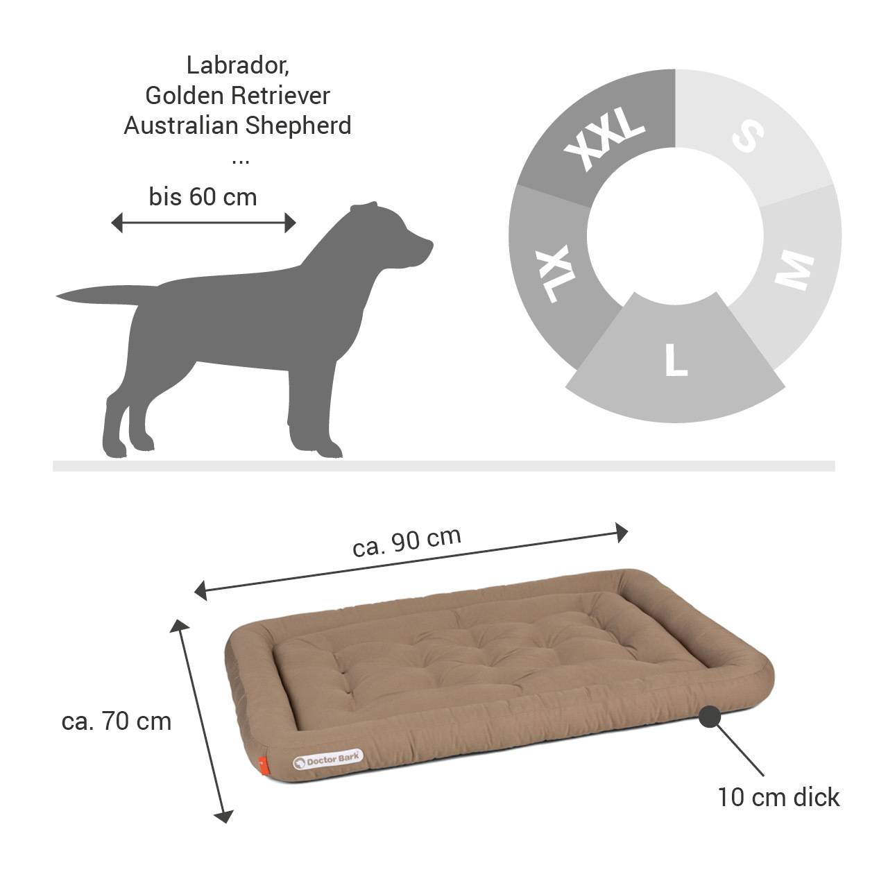 Doctor Bark Hundekissen Doctor Bark Lounge-Kissen sandbraun L