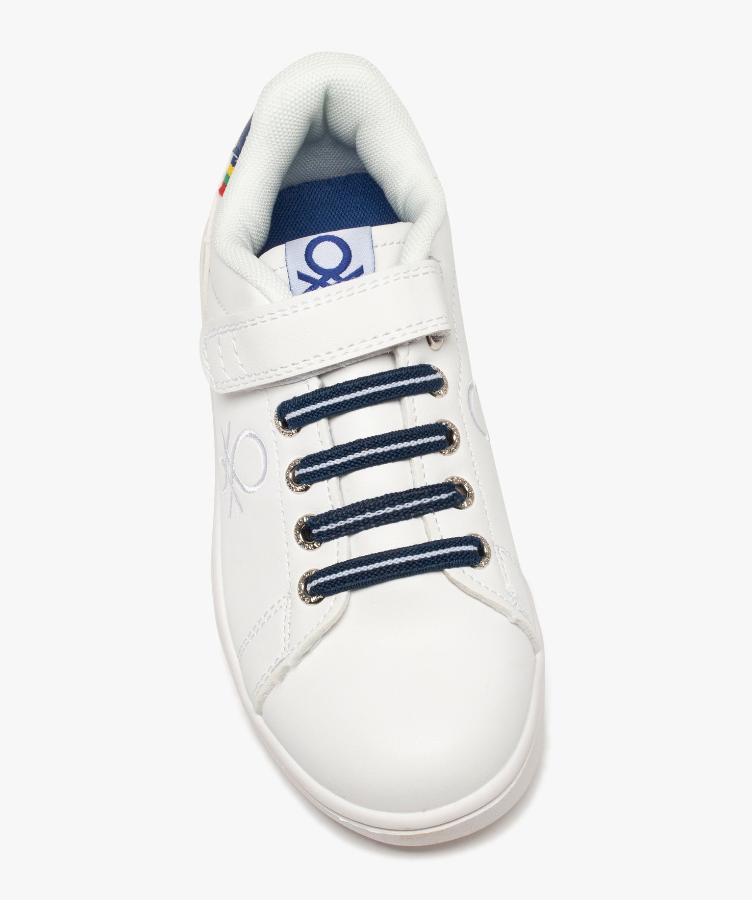 Baskets Garçon à lacets élastiques et scratch - Benetton blanc | GEMO