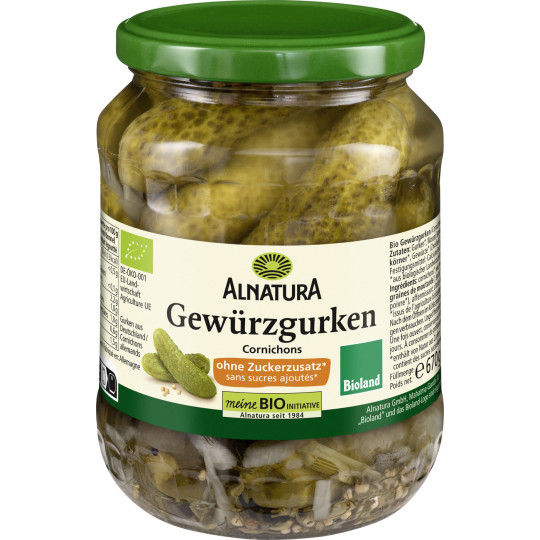 Alnatura Bio Gewürzgurken ohne Zuckerzusatz 670G