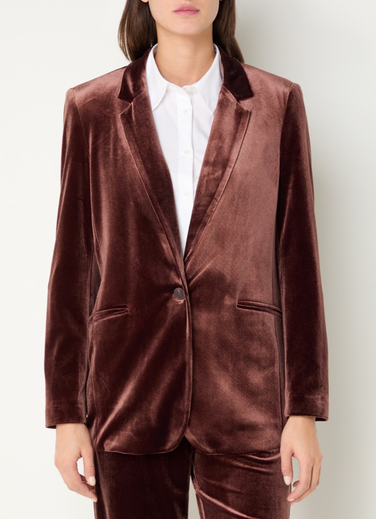 Expresso velvet blazer with welt pockets