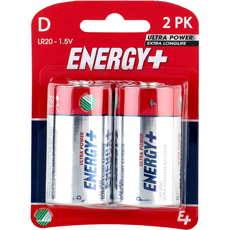 Energy Batteri D 2-pk, ultra power, Energy