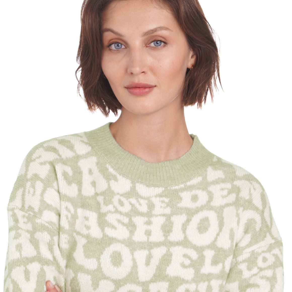 Damen Strickpullover mit Schriftzügen