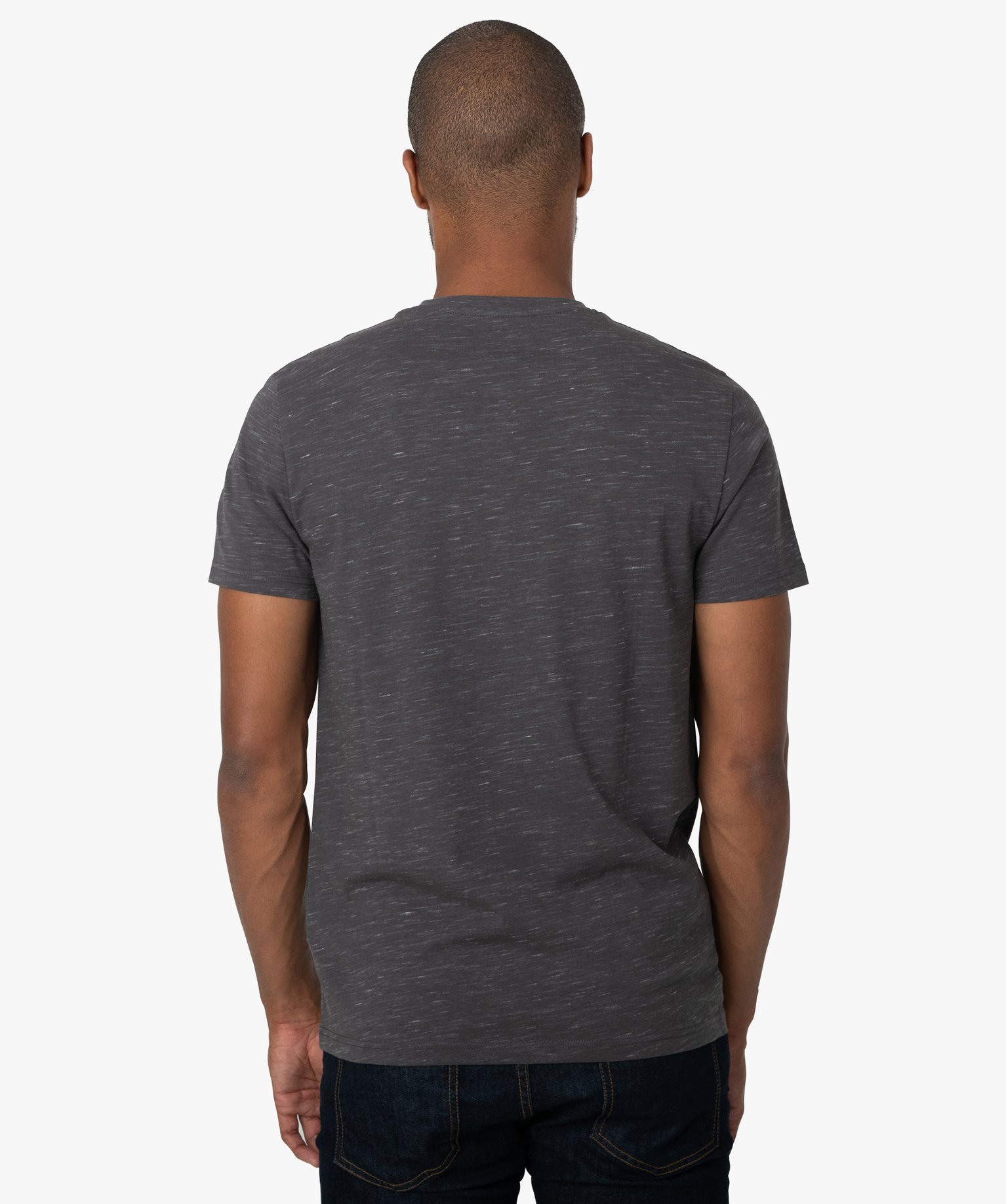 Tee-shirt homme col tunisien 100% coton biologique gris fonce | GEMO
