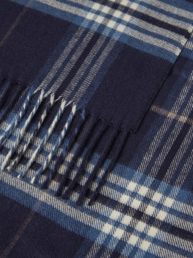 Schal mit Tartan-Karo in marineblau
