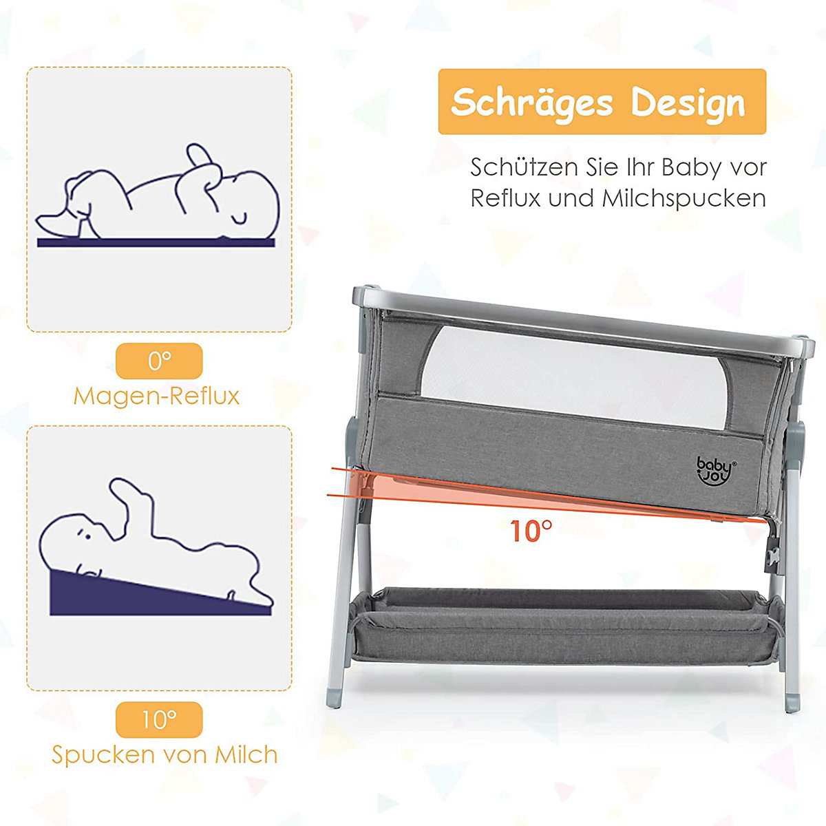 3 in 1 Beistellbett & Reisebett höhenverstellbar mit Matratze