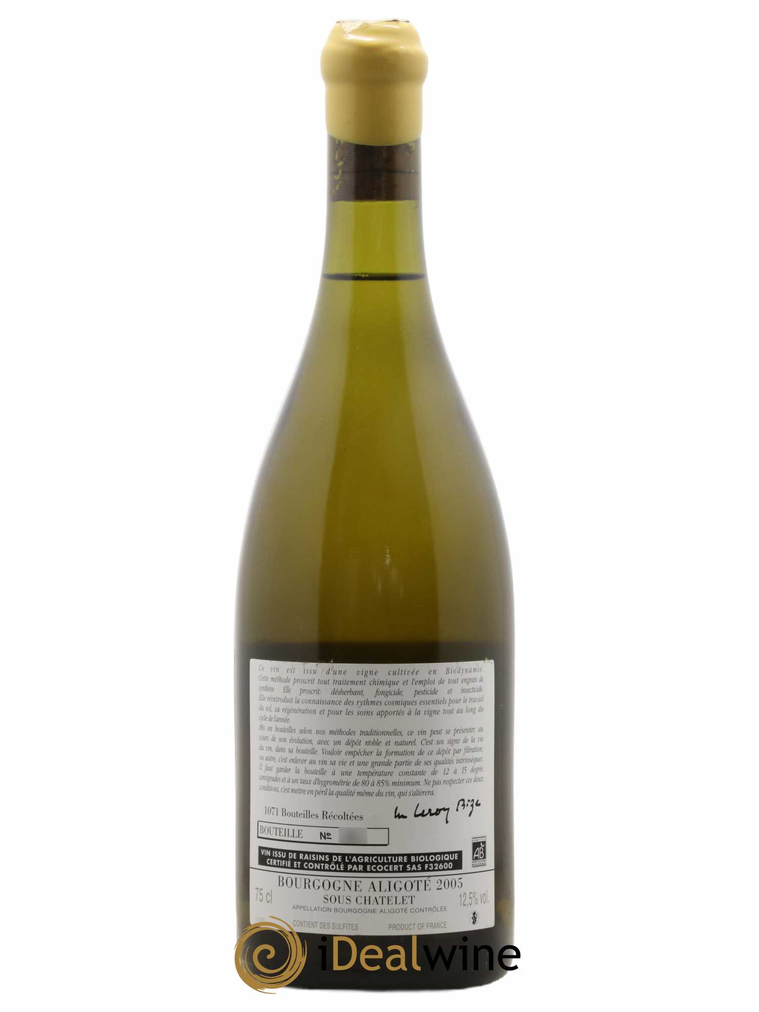 Bourgogne Aligoté Sous Chatelet d'Auvenay (Domaine)  2005 - Lot de 1 Bouteille