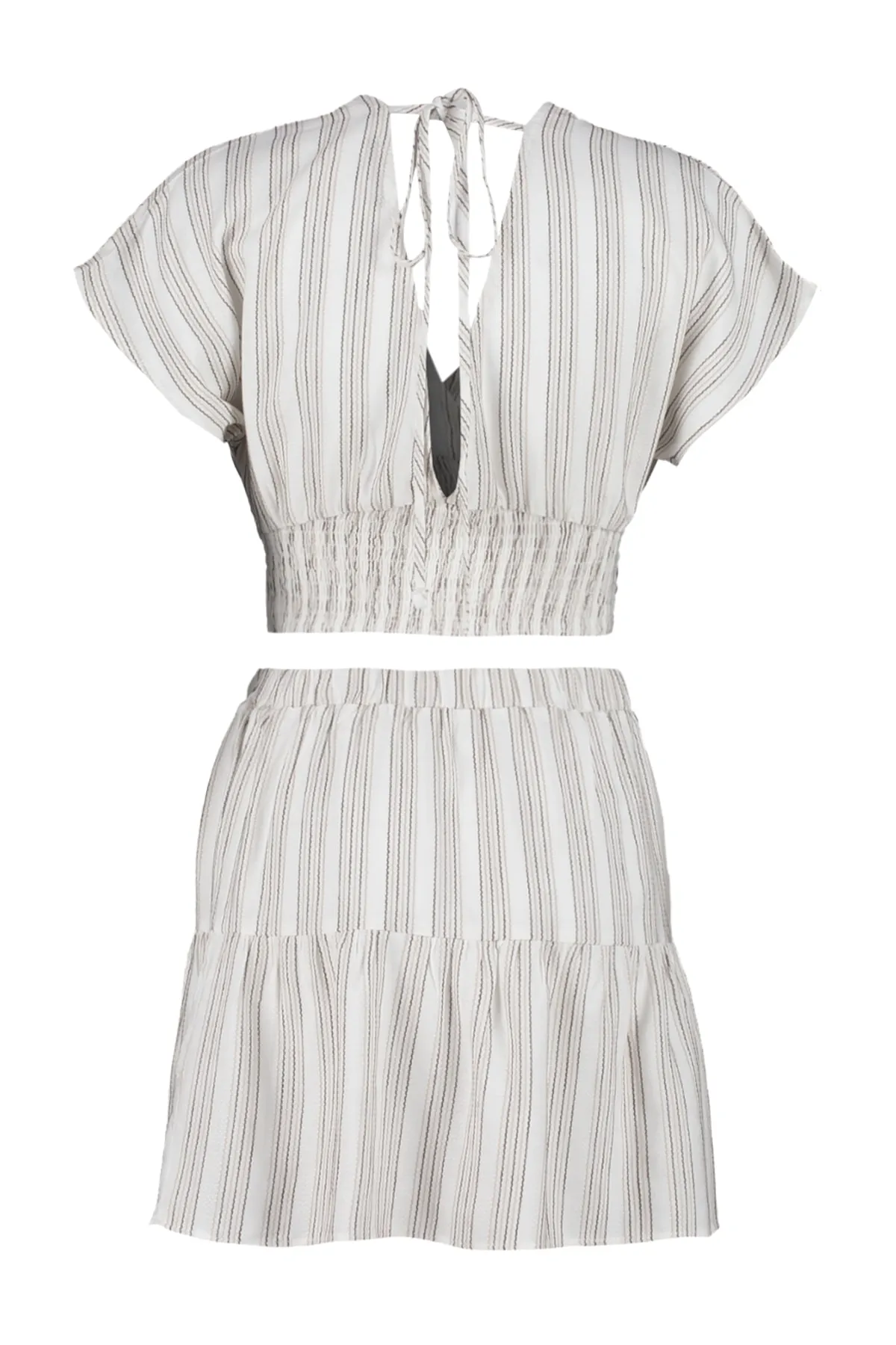 Trendyol Collection  Beiges gewebtes Blusen-Rock-Set TBESS23AU00110