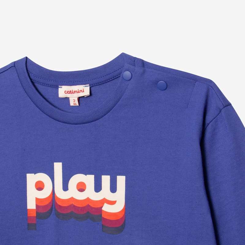 T-shirt bébé garçon message bleu en coton recyclé Catimini
