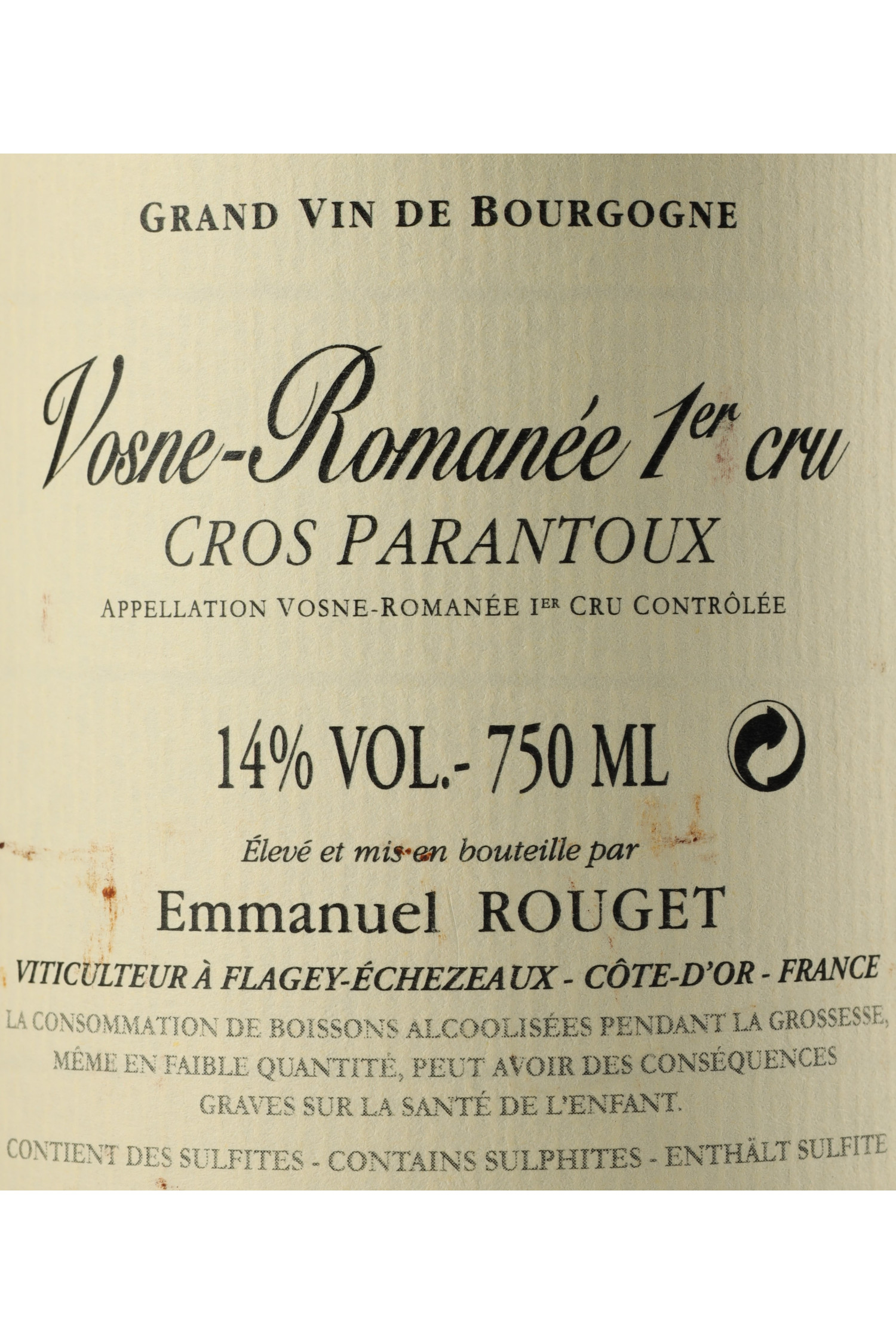Emmanuel Rouget Cros Parantoux 2018, Vosne Romanée