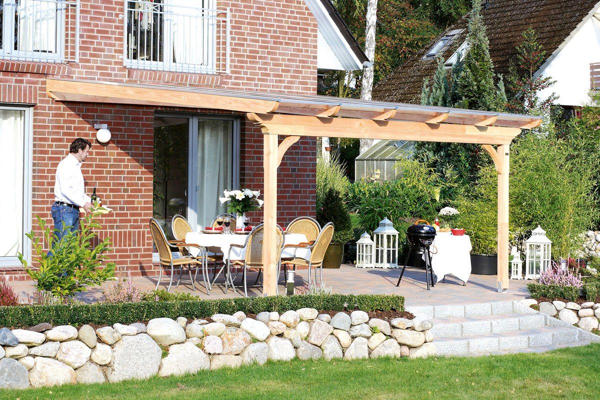 Skanholz Terrassendach Ravenna, BxT: 434x250 cm, Bedachung Doppelstegplatten, 434 cm Breite, verschiedene Tiefen