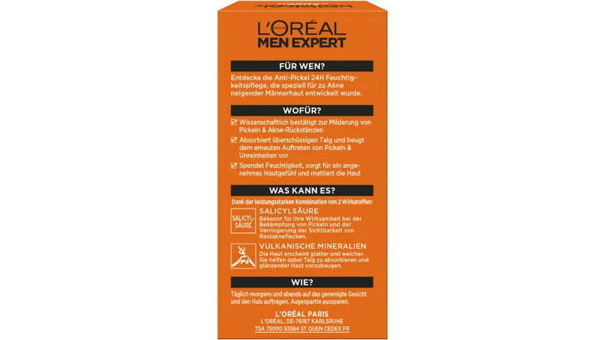 L'Oréal Men Expert Pure Carbon Anti-Akne Feuchtigkeitscreme Gesicht 50 ml