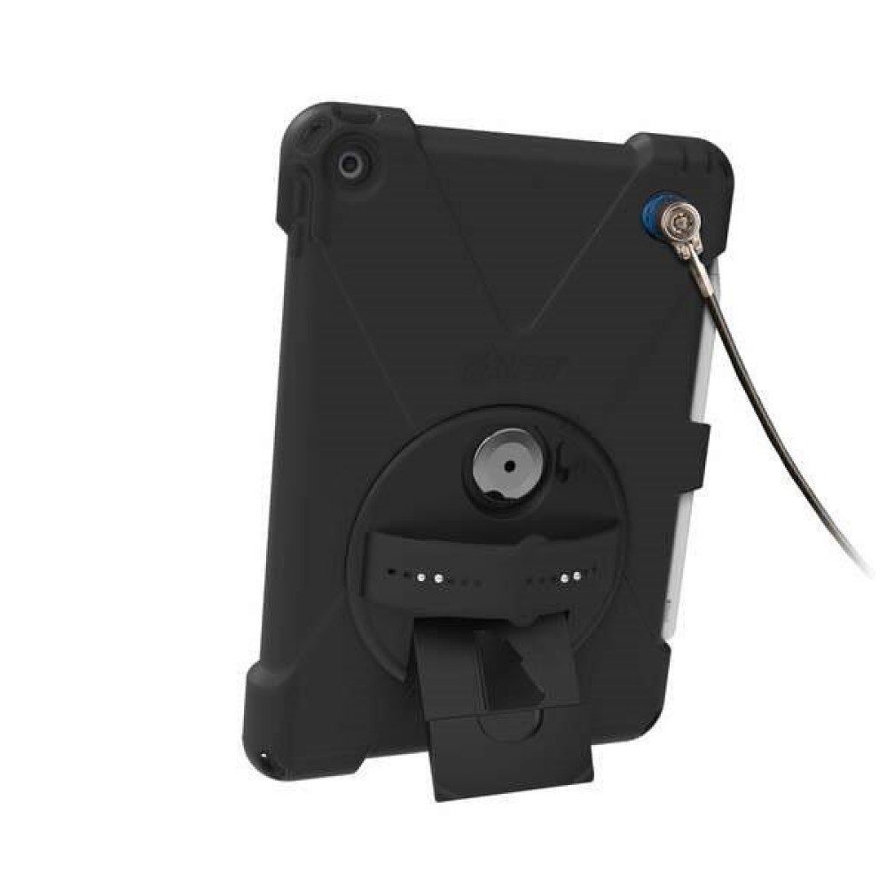 The Joy Factory Tablet-Hülle aXtionTMbold MPS für iPad 10.2, Schutzhülle schwarz Silikon Tablet Hülle drehbare Handschlaufe