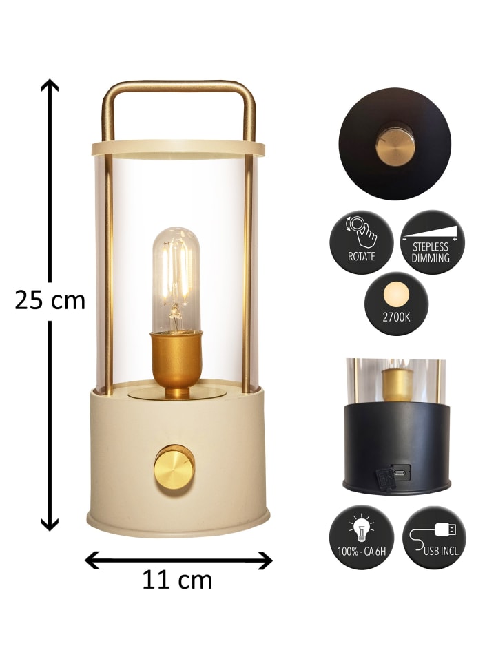 Coen Bakker LED Laterne Lampe dimmbar Warmweiß IP44 Innen & Außen 25x11cm in Sand günstig kaufen onesize