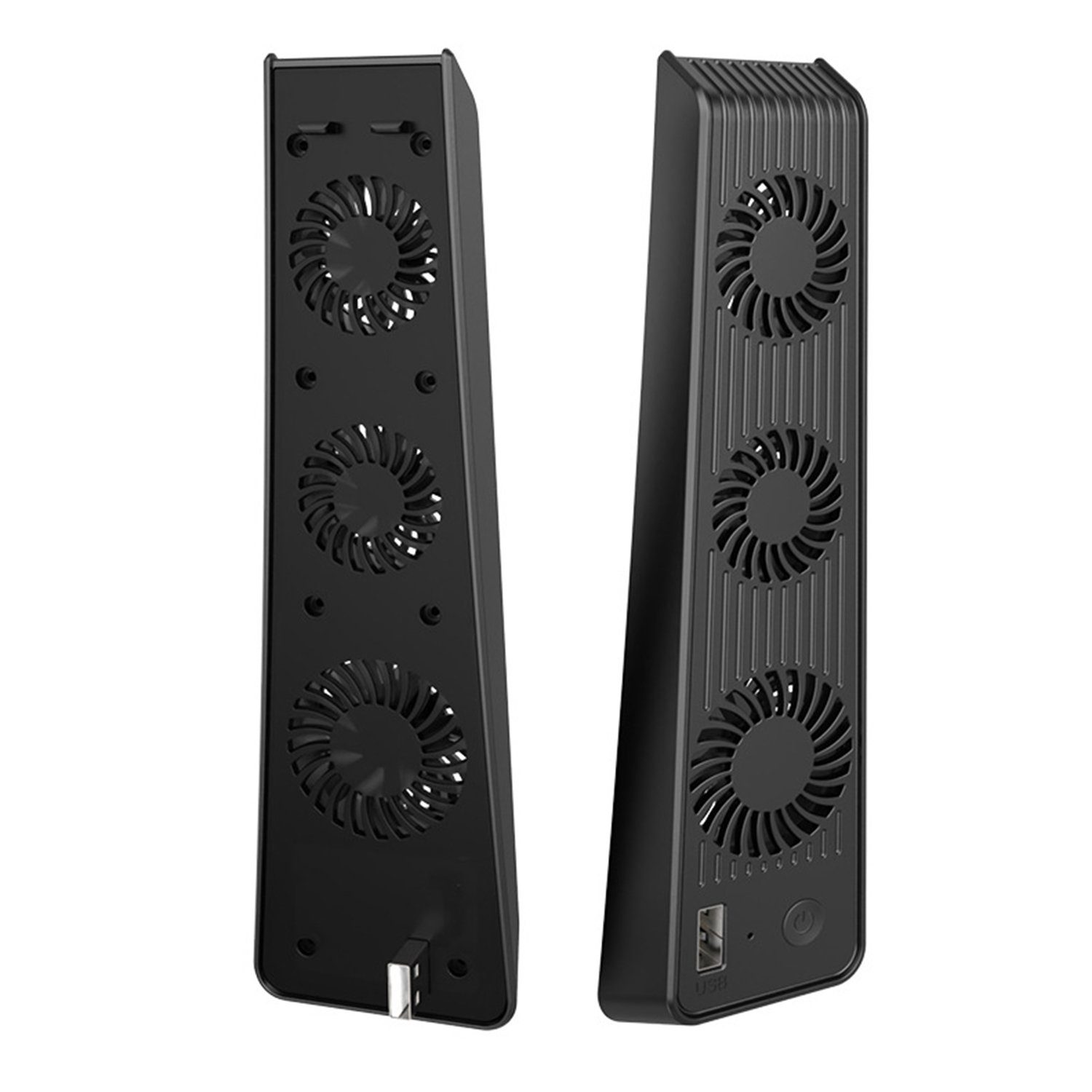 KINSI PS5 Mainframe-Kühlgebläse, PS5 Cooling Lüfter, mit externem PlayStation-Controller (USB-Anschluss und 3 Ventilatoren, Temperaturkontrolle für PS5, Schwarz)