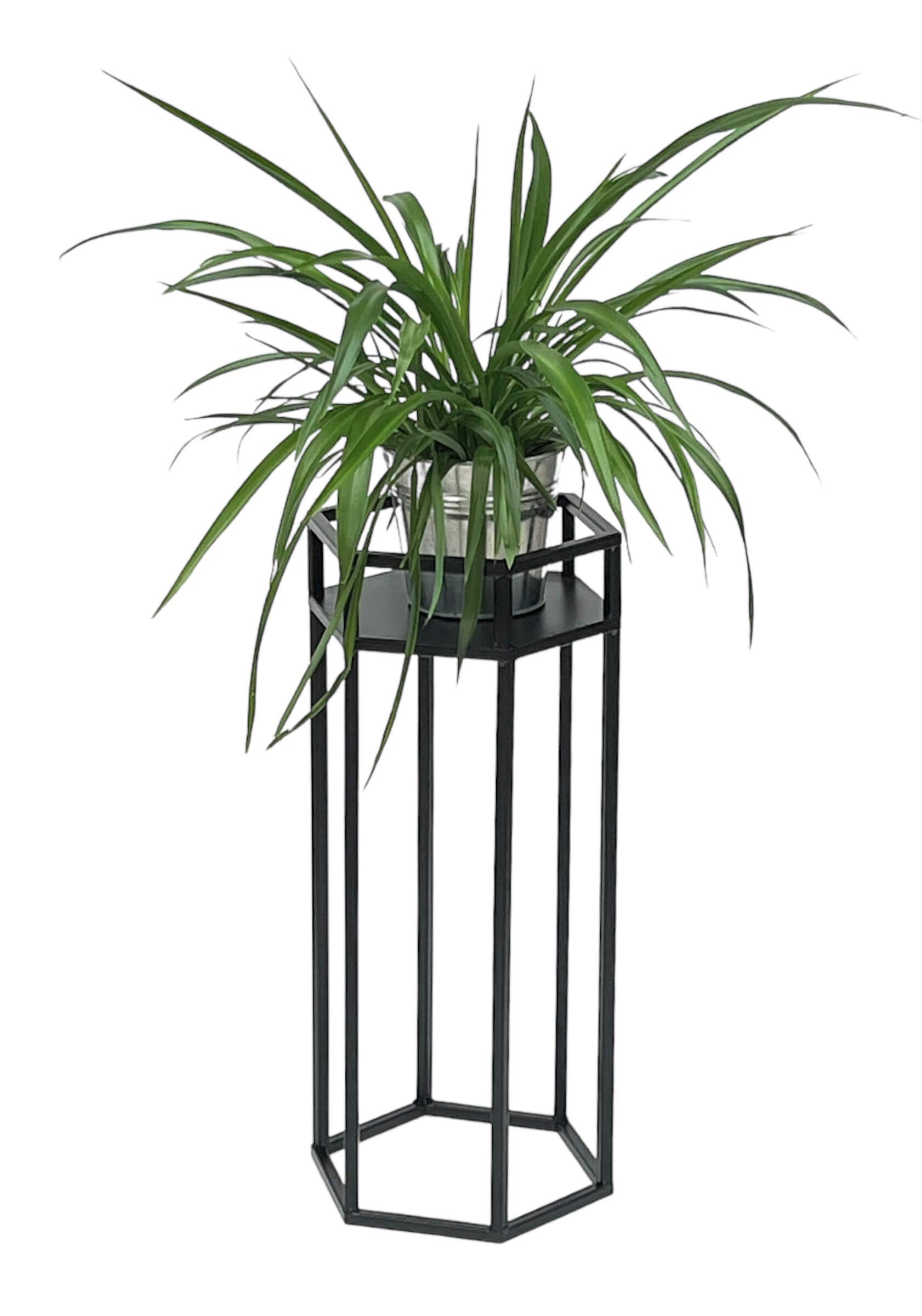 DanDiBo Blumenständer Blumenhocker Metall Schwarz 6eck 50 - 70 cm Blumenständer 96453