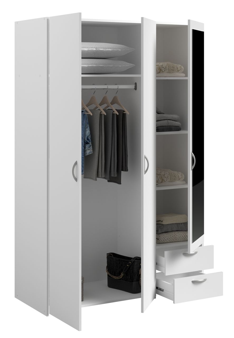 Parisot Parisot, Daily 4, Kleiderschrank 3-türig, mit Spiegel, weiss