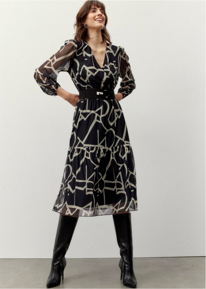 bedrucktes Mesh-Midikleid