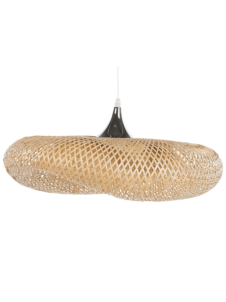 Beliani Pendelleuchten BOYNE in Heller Holzfarbton/Silber/Transparent günstig kaufen onesize