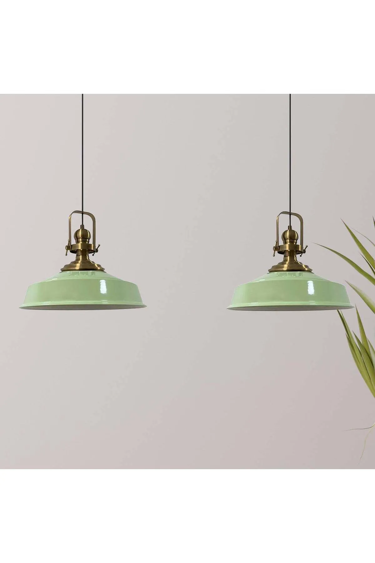 Bamyum  Pendelleuchte Asletl, 2-flammig Metall 41 cm, Minzgrün Lampe