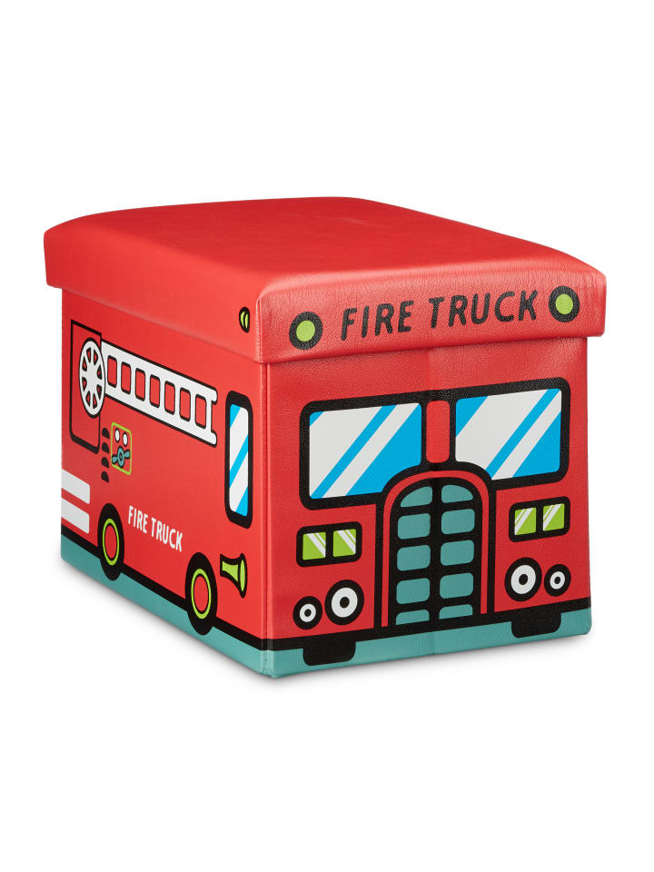 relaxdays Spielzeugkiste Feuerwehr in Rot - (B)48 x (H)32 x (T)32 cm günstig kaufen onesize